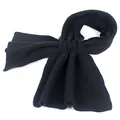 Detail of black ribbed knit scarf showing the thick textured vertical stripes and soft fabric - Black