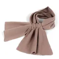 Women's pink knitted neck warmer scarf with vertical ribbed texture and cross-loop design - Khaki