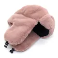 Pink faux rabbit fur trapper hat with warm ear flaps and buckle closure for winter - M / Pink