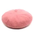 Béret élégant en laine pour femme en rose chaud, design classique pour l'automne - M (56-58cm) / Rose