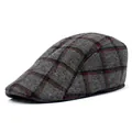Klassieke grijze geruite ivy pet voor heren met vintage wollen patroon en platte rand - M / Grijs