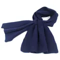 Classic dark blue ribbed knit scarf for women with soft texture and solid color - Navy Blue