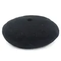 Béret classique noir en laine pour femme au design épuré et à la texture douce - M (56-58cm) / Noir