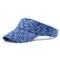 Close-up of blue and white space-dye knit sun visor with moisture-wicking fabric - Adjustable / Blue