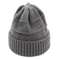 Winter rib-knit dark grey beanie for women with warm folded cuff and textured pattern - M (56-58cm) / Dark Gray