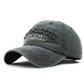 Close-up of vintage washed cotton baseball cap with Cyprus Island 3D embroidery detail - Adjustable / Army Green
