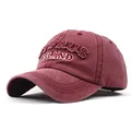 Detail of CYPRUS ISLAND embroidery on vintage washed burgundy cotton baseball cap - Adjustable / Burgundy