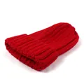 Bonnet en maille rouge vif avec texture côtelée et bord replié pour l'hiver - Adulte / Rouge