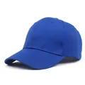 Detailed side view of a royal blue cotton twill baseball cap with reinforced stitching - Adjustable / Blue