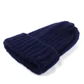 Bonnet en maille côtelée bleu foncé avec revers pour chaleur hivernale parent-enfant - Bleu marine