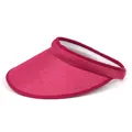 Detail eines rosaroten Sonnenvisiers mit breiter Krempe und atmungsaktivem Leinengewebe - Fuchsia