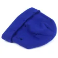 Close-up of royal blue knitted beanie with distressed ripped details and soft texture - M (56-58cm) / Sapphire Blue