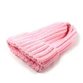 Bonnet en maille côtelée rose pour l'hiver avec revers épais pour un style décontracté - Rose Clair