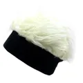 Anime-Cosplay-Mütze mit schwarzem Strickbund und stacheliger weißer Plüschfrisur - Schwarz + Beige Perücke
