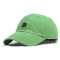 Casquette de baseball en toile vert clair avec lettre M brodée noire et visière - Réglable / Vert