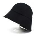 Minimalist black cotton canvas bucket hat for women with a structured brim and deep crown - M (56-58cm) / Black