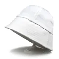 Classic white cotton bucket hat with reinforced stitching and clean minimalist design - M (56-58cm) / White