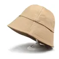 Classic beige cotton bucket hat for women with fine stitching on white display stand - M (56-58cm) / Khaki