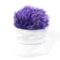 Funny white bucket hat with purple gradient wig hair decor for cosplay and street style - Adjustable / White