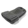 Bonnet en maille côtelée gris foncé pour l'hiver, texture épaisse avec revers - Gris Moyen