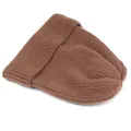 Close-up of brown ribbed knit beanie showing thick wool texture and folded cuff detail - M (56-58cm) / Mocha