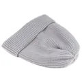 Close-up of light gray ribbed knit beanie with cuffed design for winter warmth - M (56-58cm) / Light Gray