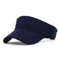 Close-up of deep blue open top sun visor hat with curved brim and durable fabric texture - M (56-58cm) / Navy Blue