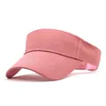 Detail of pink sport sun visor with white reinforced stitching and breathable fabric texture - M (56-58cm) / Pink