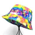 Πολύχρωμο καπέλο bucket διπλής όψης tie-dye για γυναίκες σε επαγγελματική βάση - M (56-58cm) / Κίτρινο