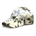 Close-up of vintage floral pattern on silky satin fabric of a breathable baseball cap - M / Beige