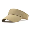 Close-up of khaki sports sun visor with premium stitching and twill fabric detail - M (56-58cm) / Khaki