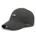 Gorra de béisbol de algodón gris oscuro con bordado de ballena blanca ajustable - M(56-58cm) / Gris