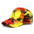 Berretto da baseball in seta leggera con stampa tropicale di palme per spiaggia e sole esterno - M / Giallo