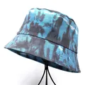 Μοντέρνο γυναικείο καπέλο bucket tie-dye σε μπλε και γκρι χρώμα σε επαγγελματική βάση - M (56-58cm) / Μπλε της Λίμνης Tie-dye