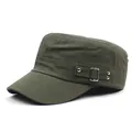 Gorra militar plana de algodón verde militar para hombre con hebilla táctica - M (56-58cm) / Verde