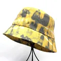 Μοντέρνο κίτρινο tie-dye καπέλο bucket για γυναίκες με αντηλιακή προστασία και βαμβάκι - M (56-58cm) / Κίτρινο Tie-Dye