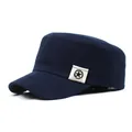 Navy blue cotton cadet cap with star patch for outdoor sun protection and casual wear - M / Navy Blue
