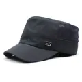 Breathable flat top army cap with mesh panels and 95 metal logo for outdoor sports - M (56-58cm) / Dark Gray