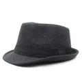 Classic charcoal grey wool fedora hat with black fabric band for men and women - M (56-58cm) / Dark Gray