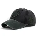 Detail of washed cotton baseball cap featuring maple leaf patch and Canada side embroidery - M (56-58cm) / Green Brim Black Top