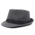Classic dark grey wool felt fedora hat with black grosgrain ribbon for men and women - M (56-58cm) / Medium Grey