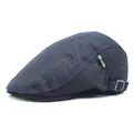 Close-up of breathable navy mesh fabric with SPORTS label and adjustable metal buckle - M / Navy Blue