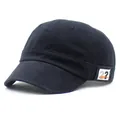 Dettaglio del cappellino da baseball in cotone con toppa laterale e visiera curva - Cappellino da baseball a tesa corta / Nero