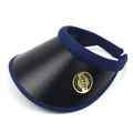 Dettaglio della tesa larga di un cappello da sole con protezione UV UPF 50+ e bordo in maglia - M(56-58cm) / Nero + Blu
