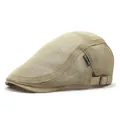Summer khaki mesh newsboy cap for men with SPORTS patch and adjustable buckle - M / Khaki