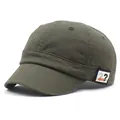 Berretto da baseball a visiera corta verde oliva in cotone con patch decorativo laterale - Cappellino da baseball a tesa corta / Verde