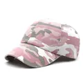Detailed view of pink camouflage cotton baseball cap with ventilation eyelets - M (56-58cm) / Pink Camouflage