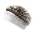 Detail of white mesh headband with light brown curly synthetic hair extension for parties - Adjustable / White Base Brown Hair
