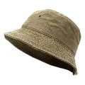 Detalle de sombrero de pescador de algodón caqui con ojal metálico y ala cosida - Ajustable / Caqui