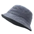 Detailed close-up of cotton bucket hat with reinforced stitching and metal air eyelets - Gray